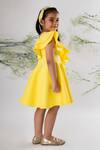 Shop_Lil Angels_Yellow Scuba Embroidered Sequins Dress With Butterflies _Online_at_Aza_Fashions