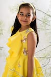 Lil Angels_Yellow Scuba Embroidered Sequins Dress With Butterflies _at_Aza_Fashions