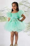 Lil Angels_Green Embellished Dress _Online_at_Aza_Fashions