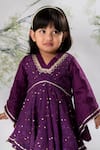 Lil Angels_Purple Chikankari Embellished Floral Sequin Kurta And Gharara Set _Online_at_Aza_Fashions