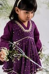 Buy_Lil Angels_Purple Chikankari Embellished Floral Sequin Kurta And Gharara Set _Online_at_Aza_Fashions