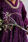 Shop_Lil Angels_Purple Chikankari Embellished Floral Sequin Kurta And Gharara Set _Online_at_Aza_Fashions