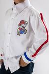 Buy_Lil Angels_White Cotton Embroidered Beads Mario Shirt _Online_at_Aza_Fashions