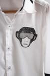 Lil Angels_White Cotton Embellished Dj Monkey Shirt _Online_at_Aza_Fashions