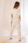 Buy_Vaani Beswal_Off White Plain Straight Fit Trouser With Embroidered Belt _Online_at_Aza_Fashions