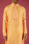 Buy_Krishna Mehta_Orange Tussar Printed Geometric Kurta Set _Online_at_Aza_Fashions