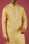 Buy_Krishna Mehta_Yellow Tussar Printed Star Kurta Set _Online_at_Aza_Fashions