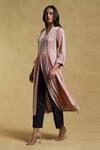 Ritu Kumar_Multi Color Yarn Dyed Cotton-multi Striped Front Slit Kurta_Online_at_Aza_Fashions