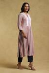 Buy_Ritu Kumar_Multi Color Yarn Dyed Cotton-multi Striped Front Slit Kurta_Online_at_Aza_Fashions