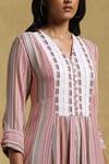 Shop_Ritu Kumar_Multi Color Yarn Dyed Cotton-multi Striped Front Slit Kurta_Online_at_Aza_Fashions