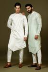 Buy_Paarsh_Ivory Linen, Satin, Cotton Embroidery Chid Asymmetric Kurta Set _Online_at_Aza_Fashions