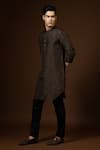 Paarsh_Brown Kurta Bam Silk Embroidered French Knot And Cut Dana Work Set _Online_at_Aza_Fashions