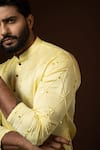 Buy PAARSH Yellow Linen, Satin, Cotton Embroidery, Mirrors Checkered Kurta Set Online at Aza Fashions Buy_PAARSH_Yellow Linen, Satin, Cotton Embroidery, Mirrors Checkered Kurta Set _Online_at_Aza_Fashions