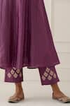 Kamaltaas_Purple Chanderi Silk Embroidery Pittan Work Leaf Neck Paisley Anarkali Set _at_Aza_Fashions