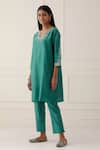 Kamaltaas Green Chanderi Silk, Lining Mulmul Gota, Pittan Embroidered Kurta And Pant Set Online at Aza Fashions Kamaltaas_Green Chanderi Silk, Lining Mulmul Gota, Pittan Embroidered Kurta And Pant Set _Online_at_Aza_Fashions