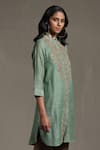 Buy_Ritu Kumar_Green Handloom Cotton Chanderi Embroidered Floral Mandarin Collar Kurta _Online_at_Aza_Fashions