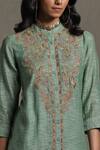 Ritu Kumar_Green Handloom Cotton Chanderi Kurta_at_Aza_Fashions