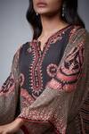 Shop_RI.Ritu Kumar_Black Rayon Crepe Print And Embroidery Jamawar Notched Malisha Kurti_Online_at_Aza_Fashions