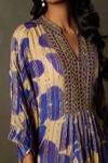 Buy_RI.Ritu Kumar_Purple Silk Chinon And Embroidery Floral Band Collar Delphi Kurti _Online_at_Aza_Fashions