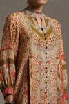 Ritu Kumar_Beige Viscose Bamberg Floral Print Short Kurta_at_Aza_Fashions