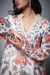 Shop_RI.Ritu Kumar_Ivory Viscose Chinon And Embroidery Floral Band Collar Chintz Kurti _Online_at_Aza_Fashions