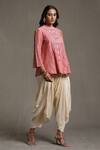 Shop_Ritu Kumar_Pink Handloom Cotton Chanderi Kurta_Online_at_Aza_Fashions