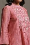 Ritu Kumar_Pink Handloom Cotton Chanderi Kurta_at_Aza_Fashions