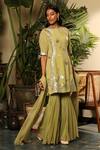 Sahil Kochhar_Green Organza Net Embroidery Sequin Round Kaashvi Kurta Sharara Set  _Online_at_Aza_Fashions