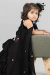 Buy_Darleen Kids Couture_Black Satin And Georgette Embroidery Mirror & Beads Kamal Lehenga Set_Online_at_Aza_Fashions