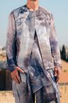 Sahil Kochhar_Blue Raw Silk Print Jungle Jacket  _Online_at_Aza_Fashions