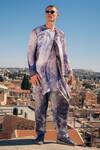 Buy_Sahil Kochhar_Blue Raw Silk Print Jungle Jacket  _Online_at_Aza_Fashions