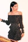 Buy_Kangana Trehan_Black Georgette Sequins Off-shoulder Chevron Off Ruched Dress _Online_at_Aza_Fashions