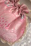 Amyra_Pink Pearls, Lace Kashi Banarasi Potli Bag _at_Aza_Fashions