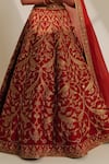 Taisha_Red Pure Raw Silk Hand Embroidered Zari And Sequin Work Jaal Bridal Lehenga Set _at_Aza_Fashions