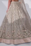 Taisha_Beige Handloom Cotton Organza Floral Crystal Embellished Bridal Lehenga Set _at_Aza_Fashions