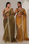 Buy_Taisha_Yellow Silk, Velvet Tassels Plunge Neck Skimpy Pure Blouse _Online_at_Aza_Fashions