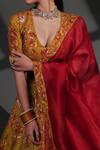 Buy_Taisha_Multi Color Tussar, Silk Organza Hand Applique Work Bridal Lehenga Set _Online_at_Aza_Fashions