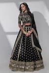 Buy_Taisha_Black Silk Embroidery Round Neck Forest Jaal Blouse _Online_at_Aza_Fashions