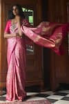 Buy_Kasturi Kundal_Pink Pure Silk Peacock And Floral Natkhat Chiraiya Hand Woven Saree  _Online_at_Aza_Fashions