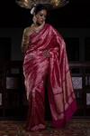 Kasturi Kundal_Fuchsia Pure Silk Floral And Chevron Roop Raj Banarasi Handloom Saree For Women_Online_at_Aza_Fashions