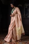 Kasturi Kundal_Beige Pure Silk Floral And Geometric Akriti Banarasi Hand Woven Saree _Online_at_Aza_Fashions