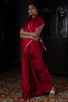 Buy_Kasturi Kundal_Red Pure Silk Nakhreeli Laal Banarasi Handloom Saree  _Online_at_Aza_Fashions