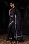 Buy_Kasturi Kundal_Black Pure Silk Geometric Motifs Sanjh Anchal Woven Border Saree _Online_at_Aza_Fashions
