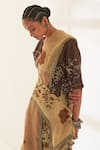 Buy_Kasturi Kundal_Beige Printed Chhanv Pure Linen Handloom Saree With Unstitched Blouse  _Online_at_Aza_Fashions