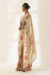 Kasturi Kundal_Beige Phoolan Pure Linen Handloom Saree With Unstitched Blouse_Online_at_Aza_Fashions