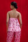 Shop_Kauza_Pink Bemburg Satin Printed Seabuck Polkas V Neck Taki Fizz Spaghetti Top _Online_at_Aza_Fashions