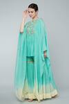 Buy_Keith Gomes_Green Chiffon, Crepe Beads Round Neck Ombre Embellished Tunic And Gharara Set _Online_at_Aza_Fashions