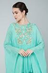Shop_Keith Gomes_Green Chiffon, Crepe Beads Round Neck Ombre Embellished Tunic And Gharara Set _Online_at_Aza_Fashions