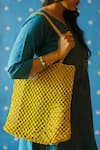 Riti_Yellow Kinnari Macrame Work Beach Bag _Online_at_Aza_Fashions