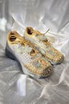 Shop_Chal Jooti_Gold Embroidered The Lotus Warrior Queen Wedding Sneakers _Online_at_Aza_Fashions